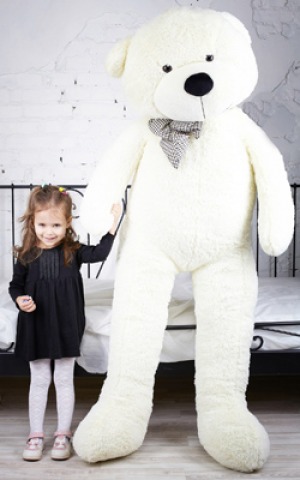 Огромный белый плюшевый мишка 180 см от магазина «Ваш Медведь». Отличный подарок на Новый год!