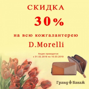 Скидка 30% на кожгалантерею D.Morelli